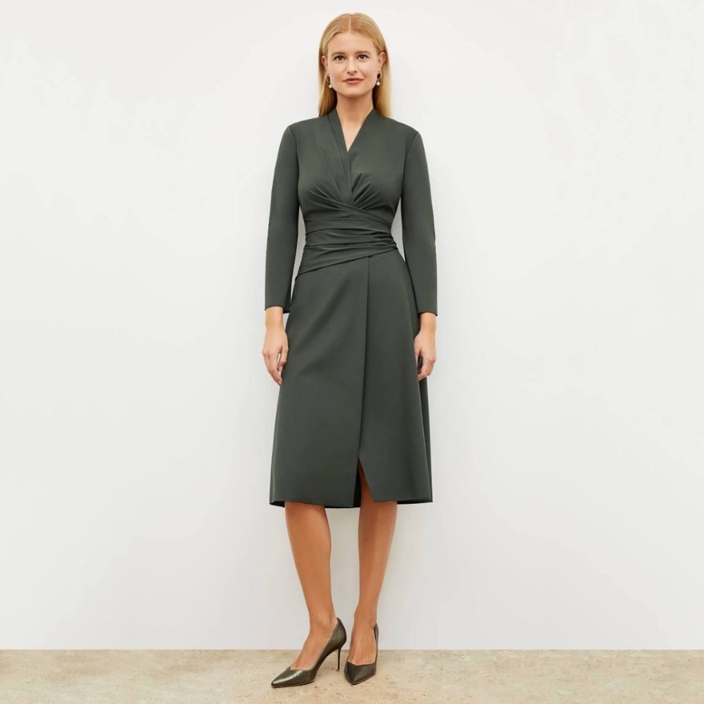 MM Lafleur Stretch Crepe Carly Dress in Dark Aloe - NWOT - Size 4